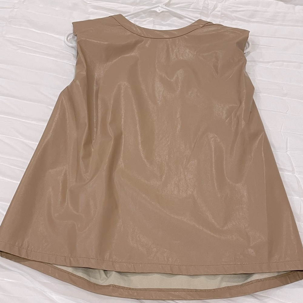 Tan faux leather top